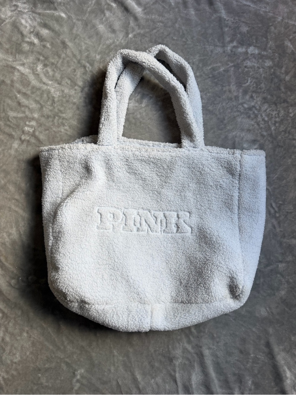 PINK Victoria's Secret Plush Sherpa Tote - Light blue Teddy Tote
